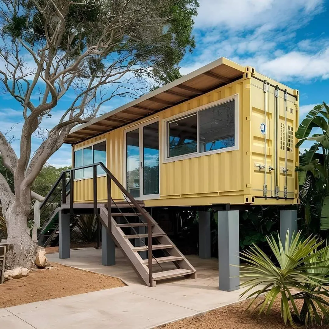 Elevated cabin on piers